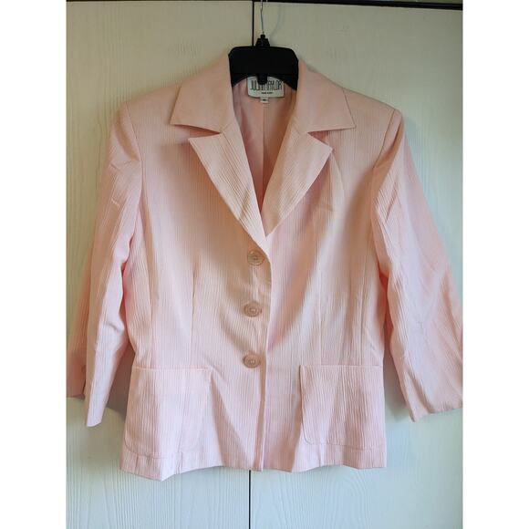 VTG Julian Taylor Women's Pink Polyester Pleated Three-Button Blazer Size 10 - Picture 1 of 5